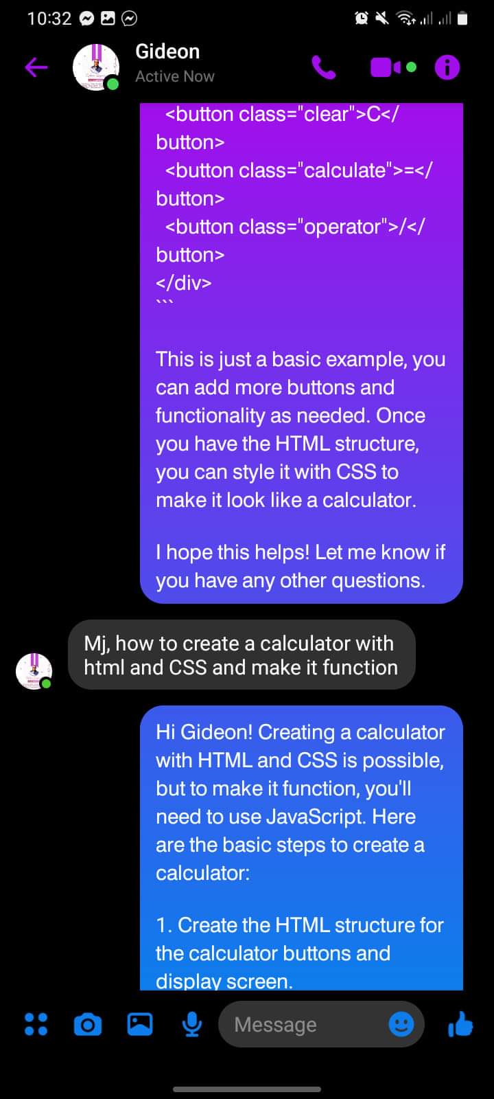 Project Orion Chatbot Screenshot